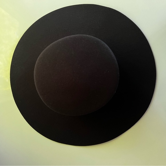 Boutique Black Boho Wool Wide Brimmed Hat With Turquoise/Western Detailing - Picture 7 of 12